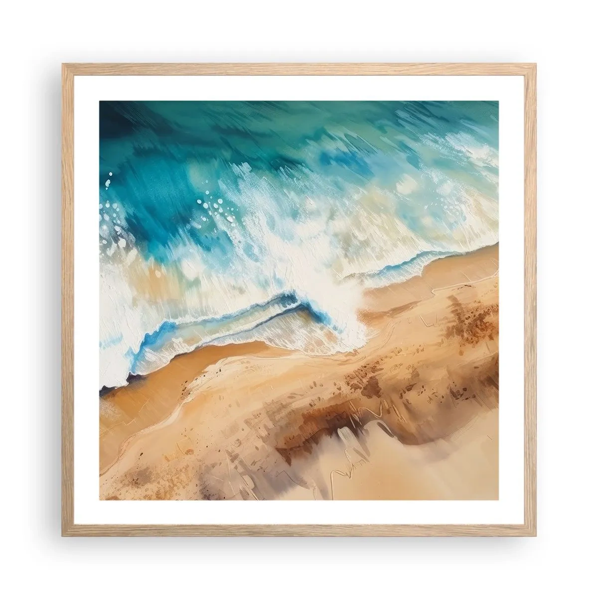 Poster in einem Rahmen aus heller Eiche - Zurückkehrende Welle - 60x60 cm