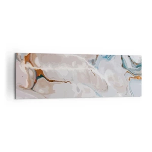 Bild auf Leinwand - Leinwandbild - Abstraktes Muster in Weiß- und Blautönen - 160x50cm - Blau schlängelt sich unter dem Weiß - Moderne Wanddekoration für Wohnzimmer und Schlafzimmer ARTTOR