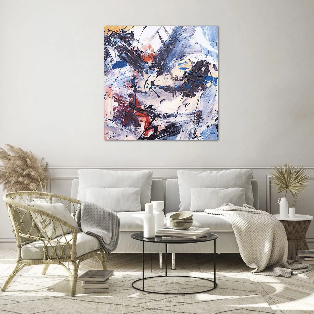 Glasbild - Bild auf glas - Verrückter Tanz der Abstraktion - 60x60 cm