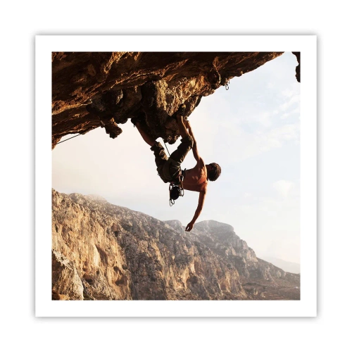 Poster - Die Welt ist in einer Hand auf einem Felsblock geschrumpft - 60x60 cm