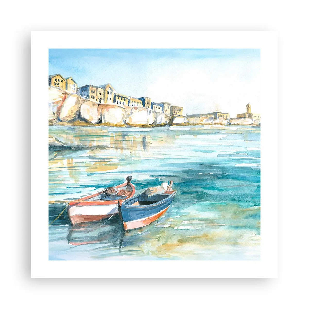 Poster - Landschaft in Azurblau - 50x50 cm