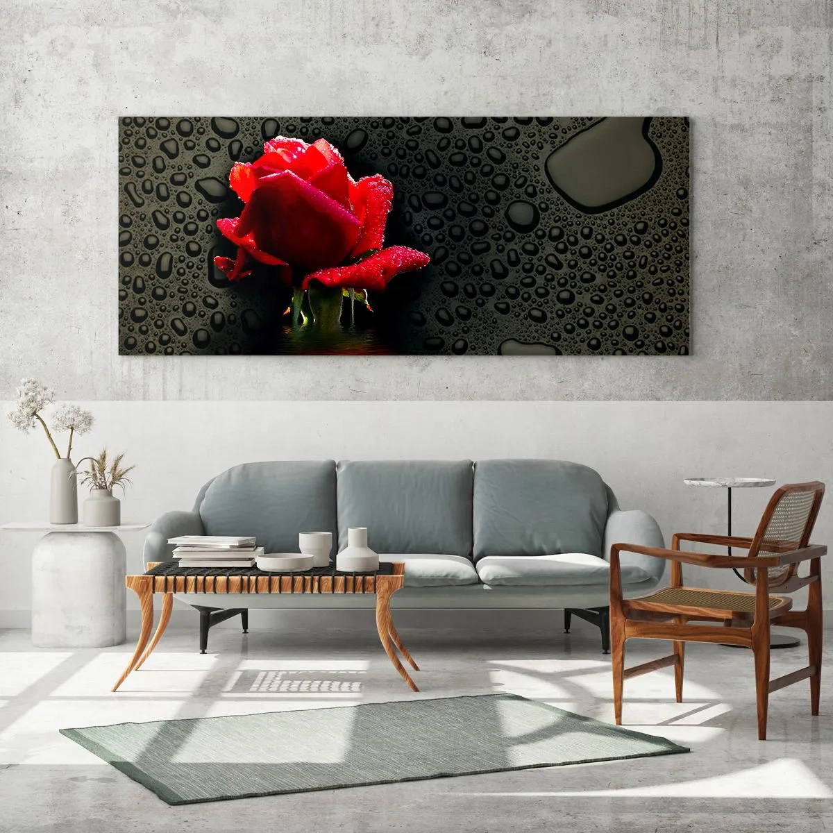 Glasbild - Bild auf glas - rot und Schwarz - 90x30 cm