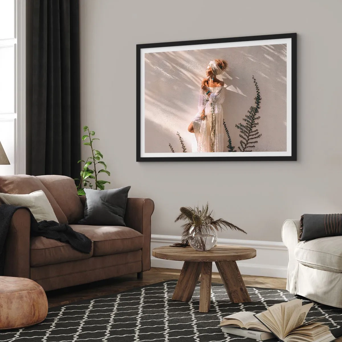 Poster in einem schwarzem Rahmen - Die Sonne und das Mädchen - 91x61 cm