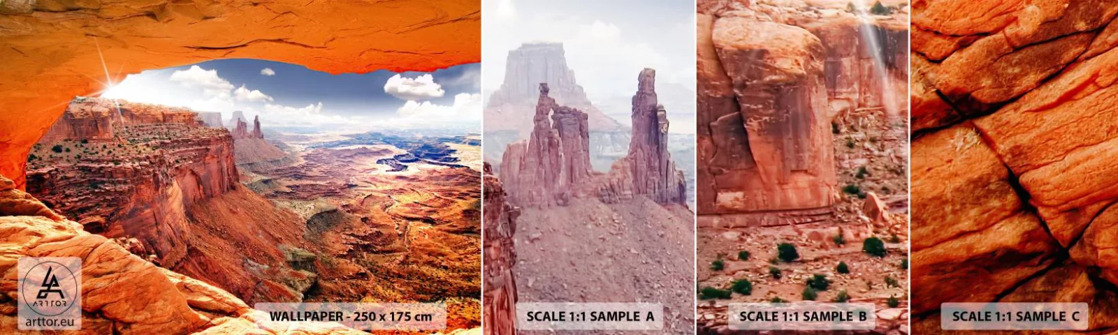 Fototapetenmuster Standard Eco - Von der Natur selbst geschnitzt - Landschaft, Arizona-Nationalpark, Grand Canyon - 100x30 cm