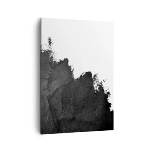 Bild auf Leinwand - Leinwandbild - Schwarz-Weiß-Abstraktion mit kontrastierenden Pinselstrichen - 50x70cm - Elemente: Erde - Moderne Wanddekoration für Wohnzimmer und Schlafzimmer ARTTOR