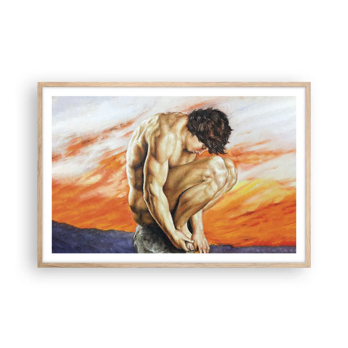 Poster in einem Rahmen aus heller Eiche - In sich versunken - 91x61 cm