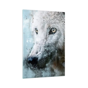Glasbild - Bild auf glas - Aquarellporträt eines Wolfes - 70x100cm - Lerne die Wolfsseele kennen - Moderne Wanddekoration für Wohnzimmer und Schlafzimmer ARTTOR