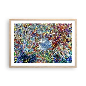 Poster in einem Rahmen aus heller Eiche - Glasmalerei Wassertropfen - 70x50 cm