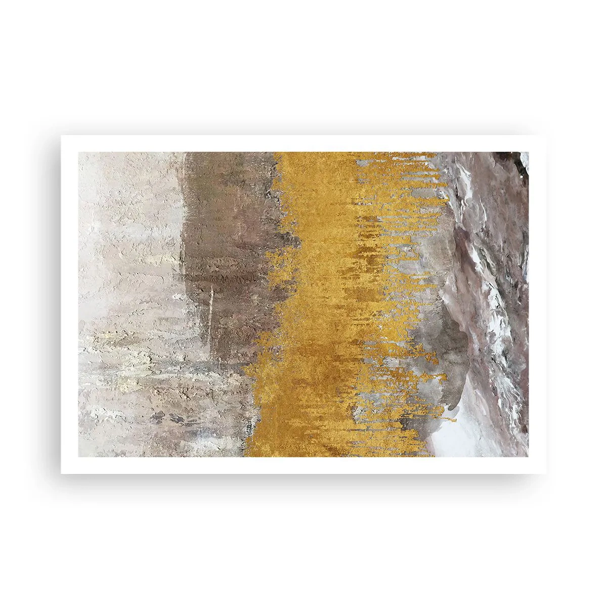 Poster - Abstraktes Muster in Gold und Beige - 100x70cm - Goldene Explosion - Moderne Wanddekoration für Wohnzimmer und Schlafzimmer ARTTOR