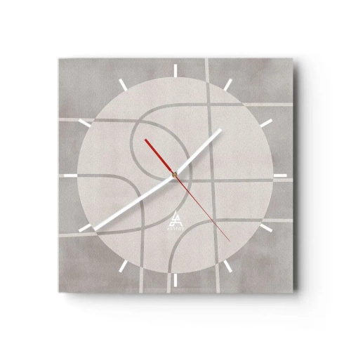 Wanduhr - Glasuhr - Geometrisches Muster in Grau- und Weißtönen - 30x30cm - Kreisförmig und geradeaus - Moderne Wanddekoration für Wohnzimmer und Schlafzimmer ARTTOR
