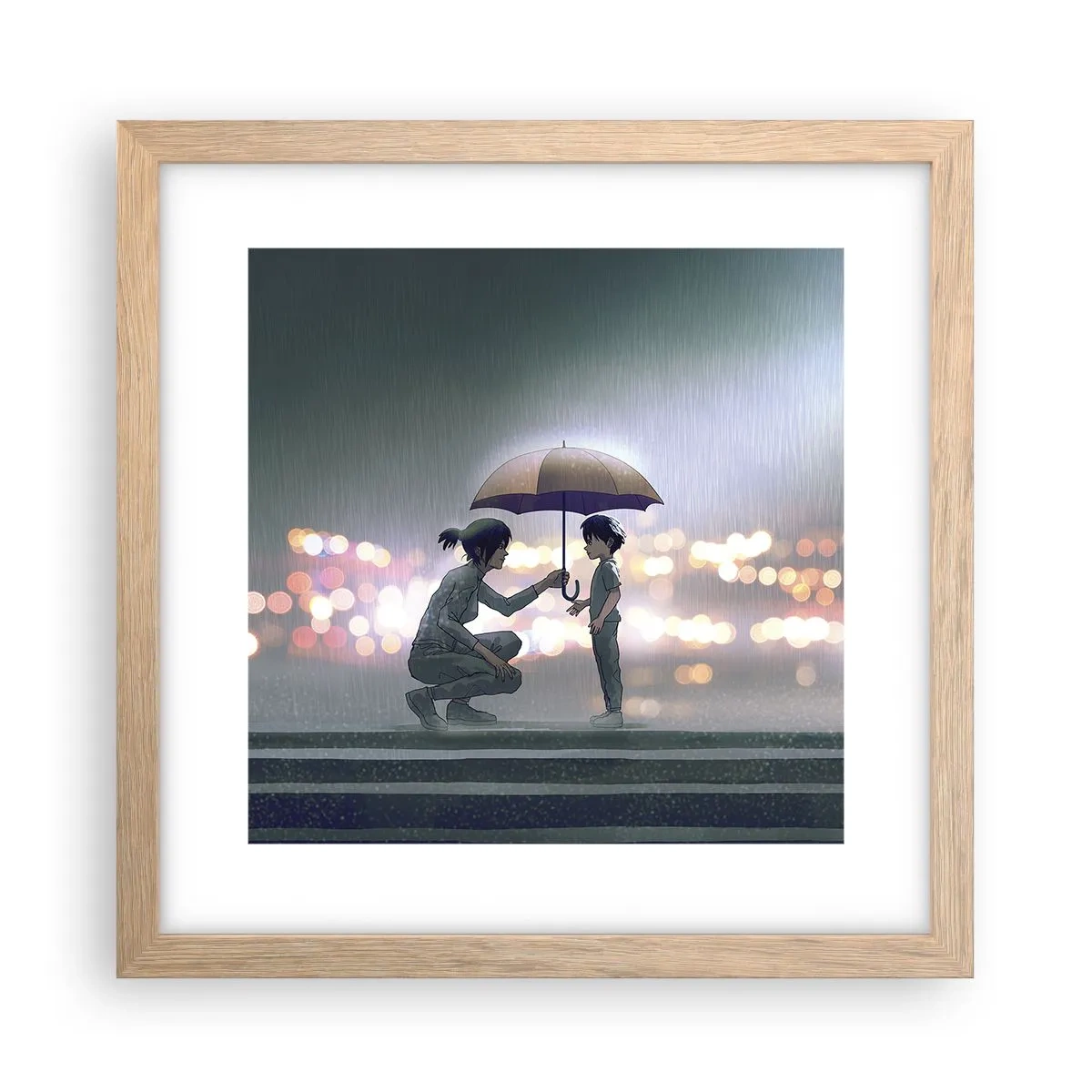 Poster in einem Rahmen aus heller Eiche - Und jetzt ist alles in Ordnung - 30x30 cm