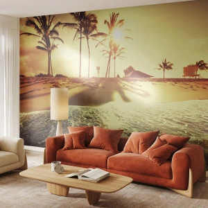 Selbstklebende Fototapete Deluxe Sticker - Kalifornien am Nachmittag - Landschaft, Strand, Kokusnuss-Palme - 400x280 cm
