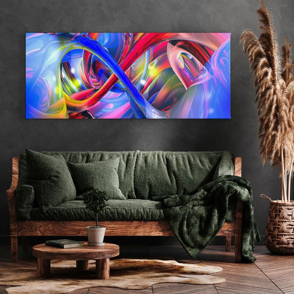 Bild auf Leinwand - Leinwandbild - Ein Tanz der Farben - 90x30 cm