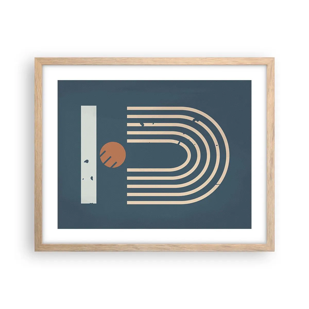 Poster in einem Rahmen aus heller Eiche - Geometrie auf dem Granatapfel - 50x40 cm