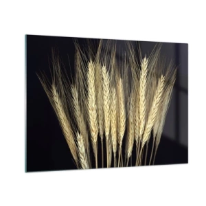 Glasbild - Bild auf glas - Maserung in warmen Tönen auf schwarzem Hintergrund - 70x50cm - Rustikale Magie - Moderne Wanddekoration für Wohnzimmer und Schlafzimmer ARTTOR