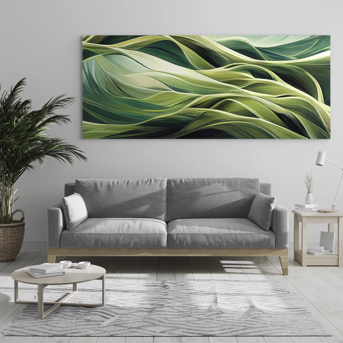 Glasbild - Bild auf glas - Abstraktes grünes Spiel - 100x40 cm
