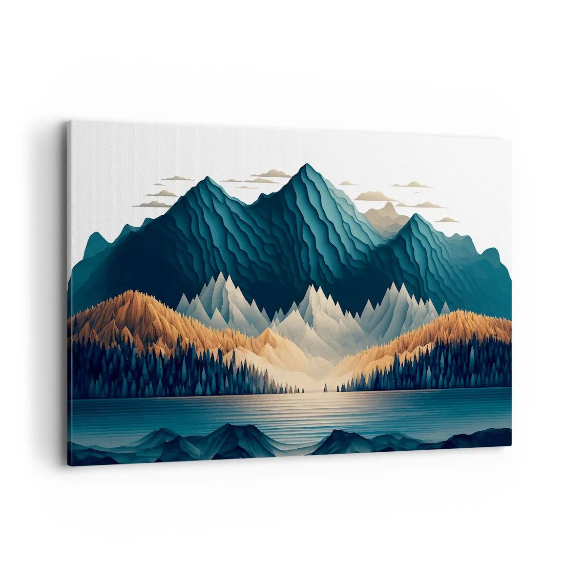 Bild auf Leinwand - Leinwandbild - Malerische Berge über dem See bei Sonnenuntergang - 120x80cm - Perfekte Berglandschaft - Moderne Wanddekoration für Wohnzimmer und Schlafzimmer ARTTOR
