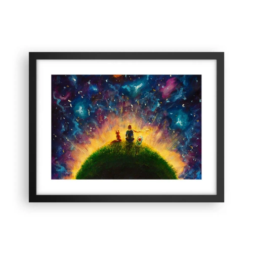 Poster in einem schwarzem Rahmen - Liebe und Freundschaft - die ganze Welt - 40x30 cm