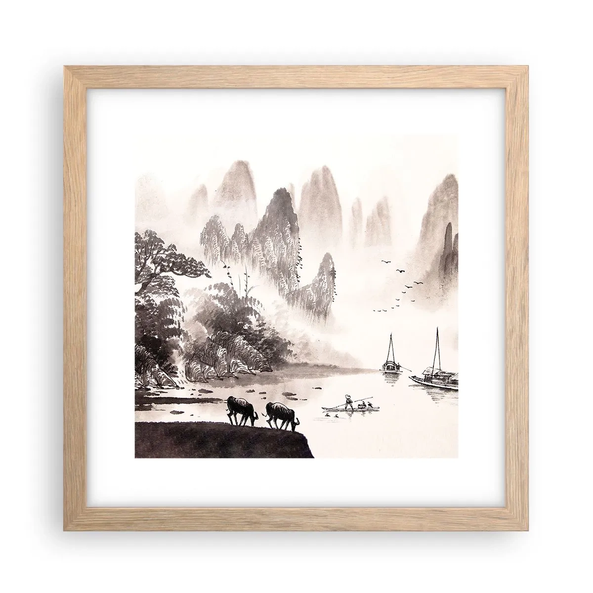 Poster in einem Rahmen aus heller Eiche - Der exotische Alltag des Ostens - 30x30 cm