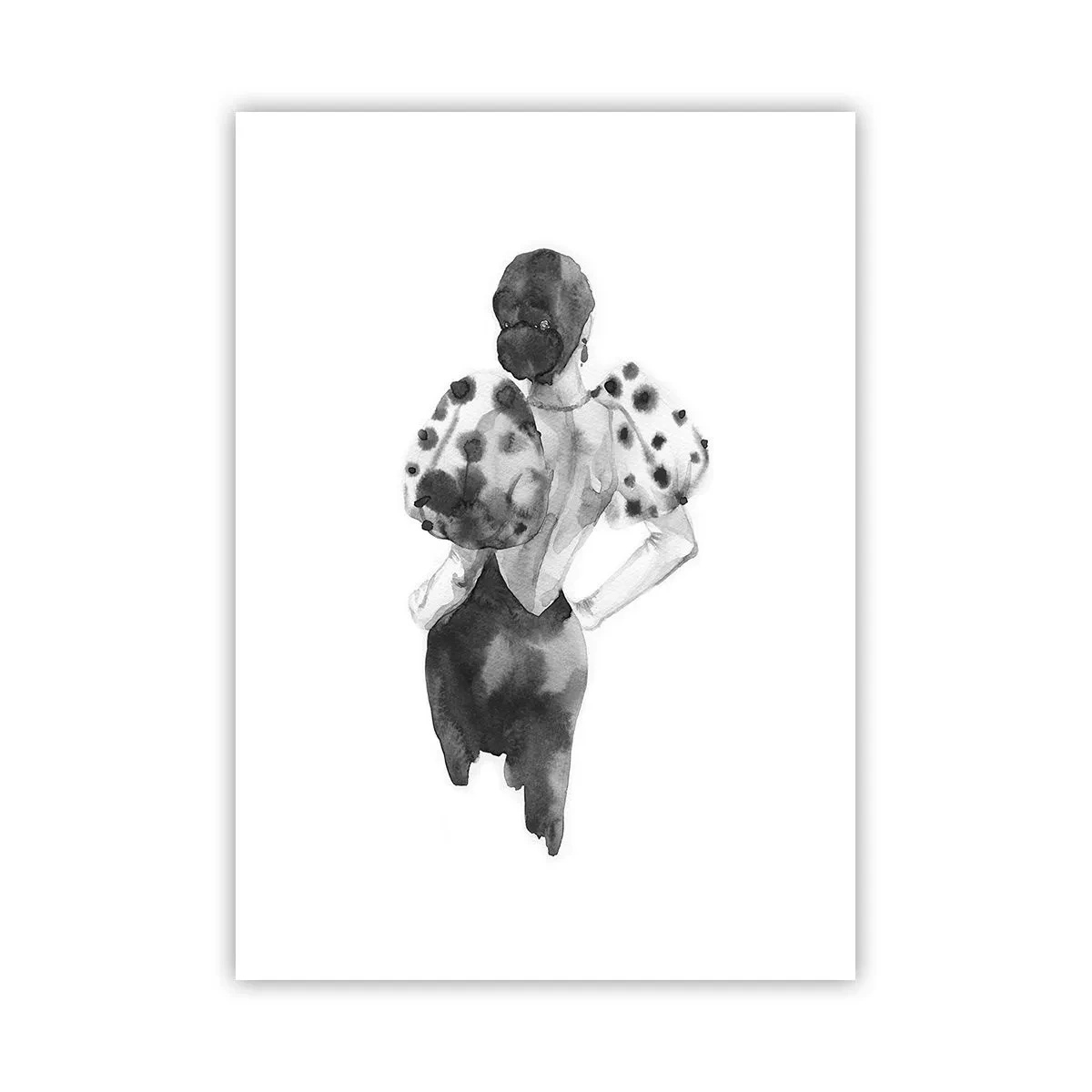 Poster - Stilvolle Silhouette einer Frau in Schwarz mit elegantem Akzent - 50x70cm - Sie ging direkt vorbei - Moderne Wanddekoration für Wohnzimmer und Schlafzimmer ARTTOR
