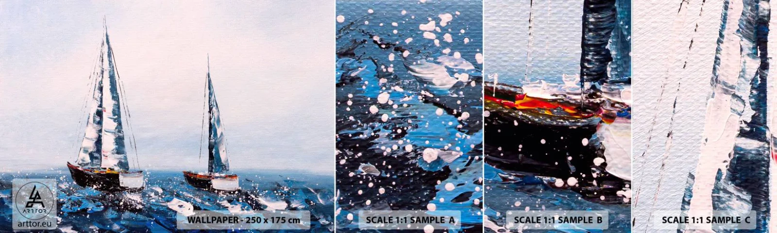 Fototapeten Muster Selbstklebend Deluxe Sticker - Bruderschaft des Windes - Segelboote, Landschaft, Strand - 100x30 cm