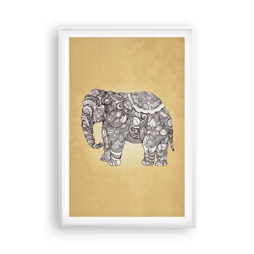 Poster in einem weißen Rahmen - Elefant verhüllte sich - 61x91 cm
