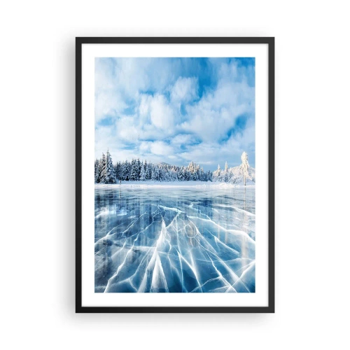 Poster in einem schwarzem Rahmen - Ein zugefrorener See in einer Winterlandschaft - 50x70cm - Eine schillernde und kristallklare Aussicht - Moderne Wanddekoration für Wohnzimmer und Schlafzimmer ARTTOR