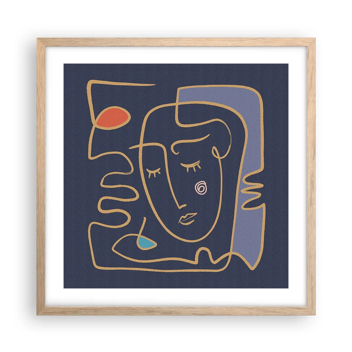 Poster in einem Rahmen aus heller Eiche - In Gedanken - 50x50 cm