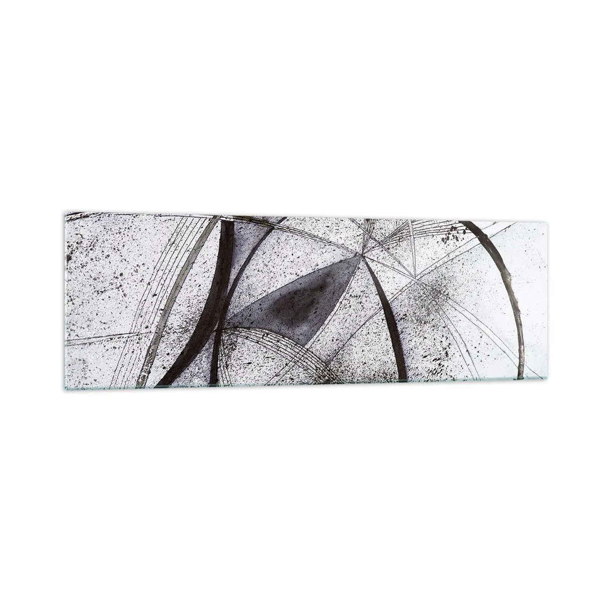 Glasbild - Bild auf glas - Abstrakte Linien und Formen in Grau- und Schwarztönen - 160x50cm - Futuristische Fantasie - Moderne Wanddekoration für Wohnzimmer und Schlafzimmer ARTTOR