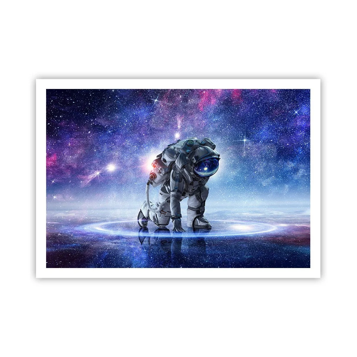 Poster - Astronaut in einer galaktischen Landschaft - 100x70cm - Der Sternenhimmel über mir - Moderne Wanddekoration für Wohnzimmer und Schlafzimmer ARTTOR