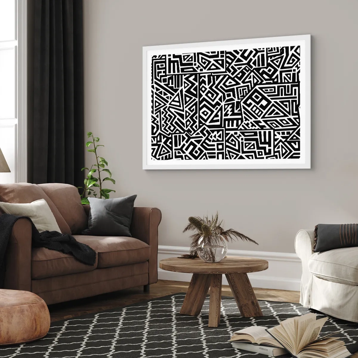 Poster in einem weißen Rahmen - Präkolumbianische Komposition - 91x61 cm