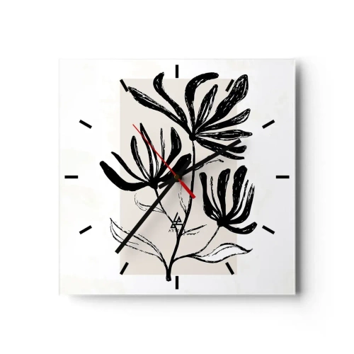 Wanduhr - Glasuhr - Skizze für das Herbarium - 40x40 cm