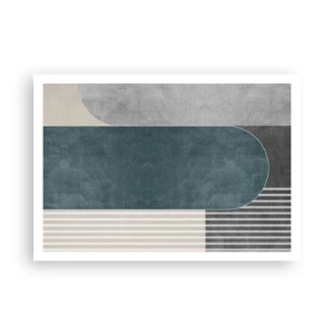 Poster - Geometrische Abstraktion in Grau- und Grüntönen - 100x70cm - Komposition auf der Ebene - Moderne Wanddekoration für Wohnzimmer und Schlafzimmer ARTTOR