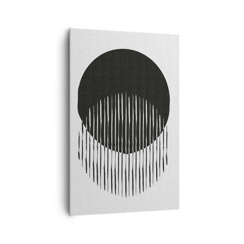 Bild auf Leinwand - Leinwandbild - Zwei überlappende Kreise mit schwarzen und weißen Linien - 80x120cm - Sein Alter Ego - Moderne Wanddekoration für Wohnzimmer und Schlafzimmer ARTTOR