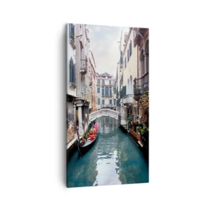 Bild auf Leinwand - Leinwandbild - Venezianische Landschaft mit Gondel und Brücke - 45x80 cm