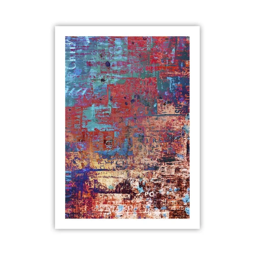 Poster - Farbenfrohe Abstraktion mit intensiven Rot- und Blautönen - 50x70cm - Erinnerung und Vergessen - Moderne Wanddekoration für Wohnzimmer und Schlafzimmer ARTTOR