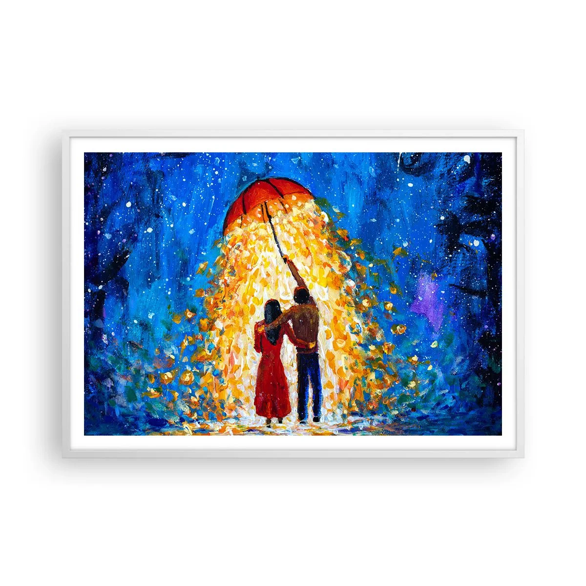 Poster in einem weißen Rahmen - Zauber eines Regenabends? - 100x70 cm