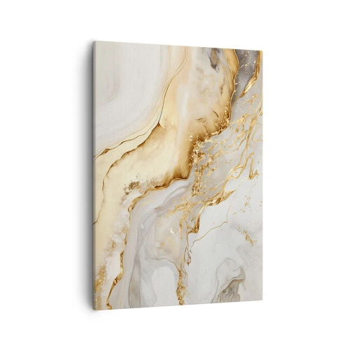 Bild auf Leinwand - Leinwandbild - Abstrakte Muster aus Gold und Marmor auf hellem Hintergrund - 50x70cm - Abstraktion: Schönheit und Güte - Moderne Wanddekoration für Wohnzimmer und Schlafzimmer ARTTOR