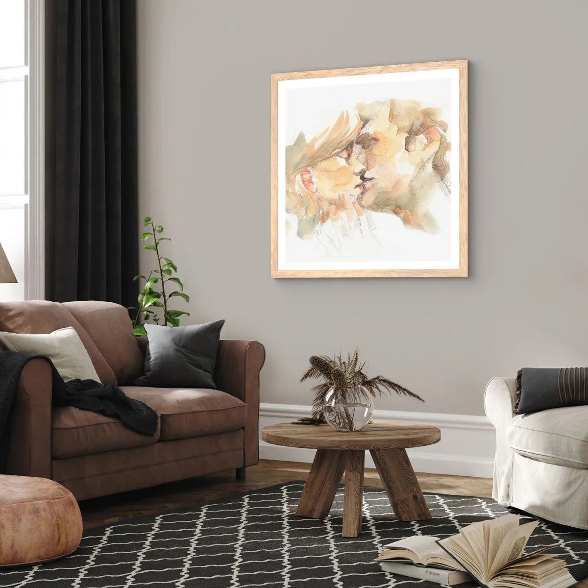 Poster in einem Rahmen aus heller Eiche - Hälfte gefunden? - 40x40 cm