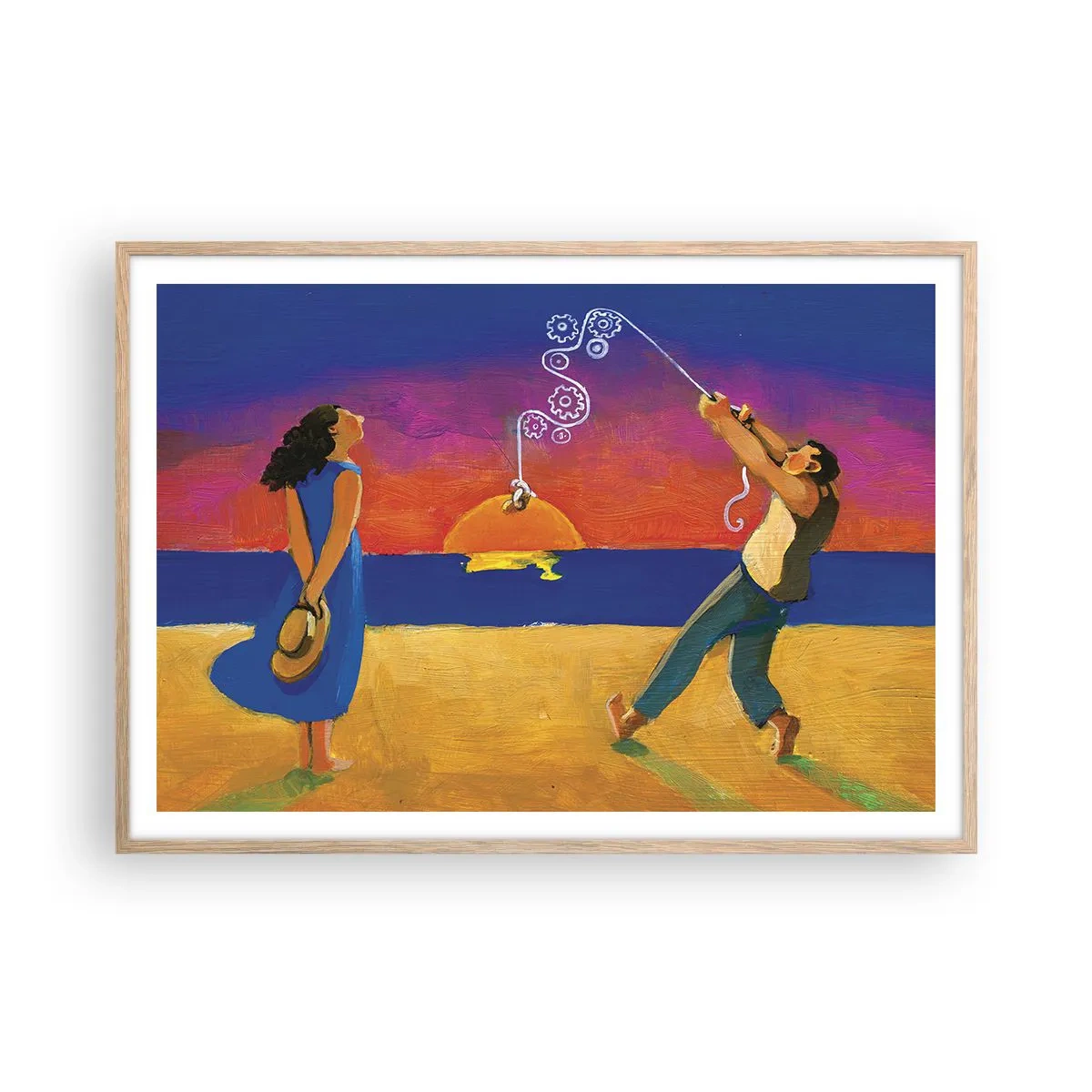 Poster in einem Rahmen aus heller Eiche - Mehr als ein Sternchen vom Himmel - 100x70 cm