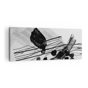 Bild auf Leinwand - Leinwandbild - Organische Schwarz-Weiß-Abstraktion - 100x40 cm