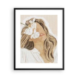 Poster in einem schwarzem Rahmen - Unter den Blumen in Verzückung - 40x50 cm