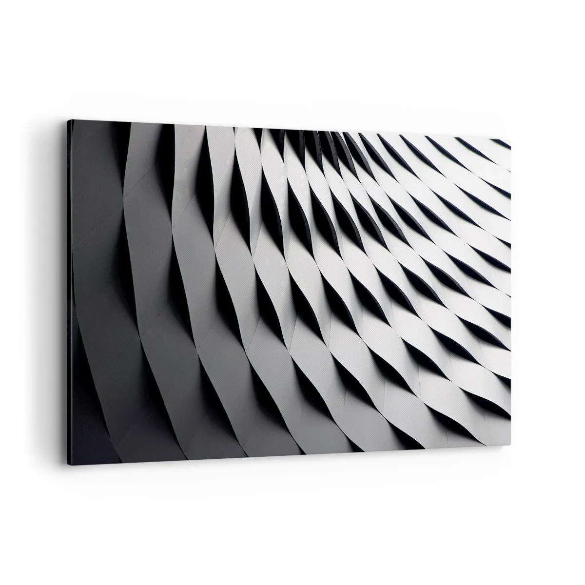 Bild auf Leinwand - Leinwandbild - Abstraktes geometrisches Muster in Schwarz-Weiß-Tönen - 120x80cm - Auf der Oberfläche der Wellen - Moderne Wanddekoration für Wohnzimmer und Schlafzimmer ARTTOR