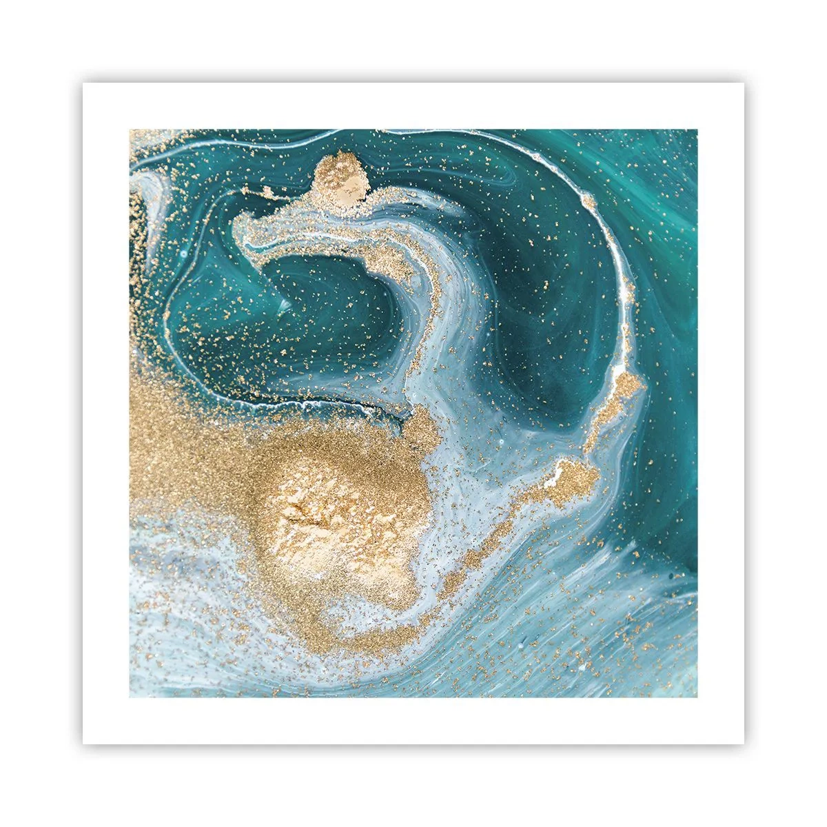 Poster - Ein Strudel aus Gold und Türkis - 50x50 cm