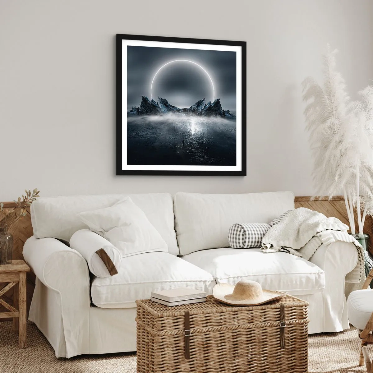 Poster in einem schwarzem Rahmen - Ende der Geschichte - 60x60 cm