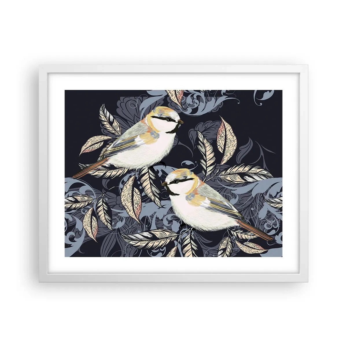 Poster in einem weißen Rahmen - Gelb-blauer Triller - 50x40 cm