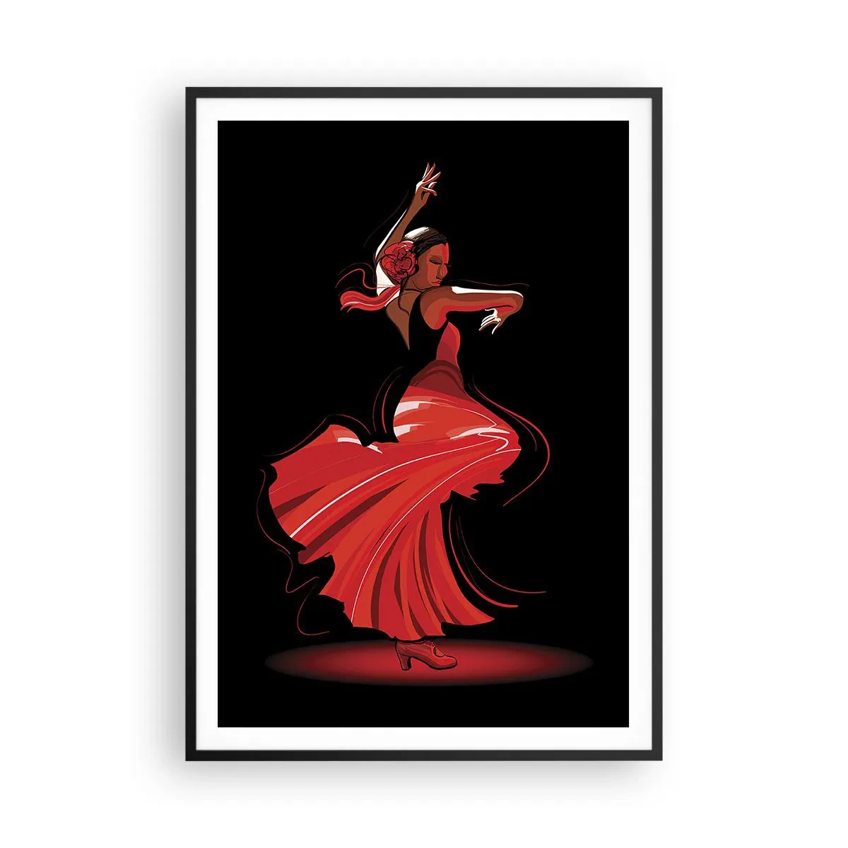 Poster in einem schwarzem Rahmen - Der feurige Geist des Flamenco - 70x100 cm