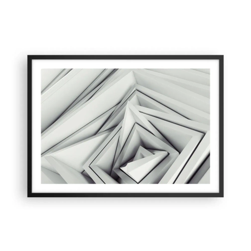 Poster in einem schwarzem Rahmen - Eine abstrakte Komposition aus geometrischen Formen in Grautönen. - 70x50cm - Spitzwinklige Knospen - Moderne Wanddekoration für Wohnzimmer und Schlafzimmer ARTTOR
