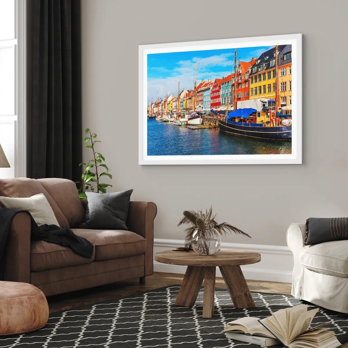 Poster in einem weißen Rahmen - Fröhlicher Kai - 70x50 cm