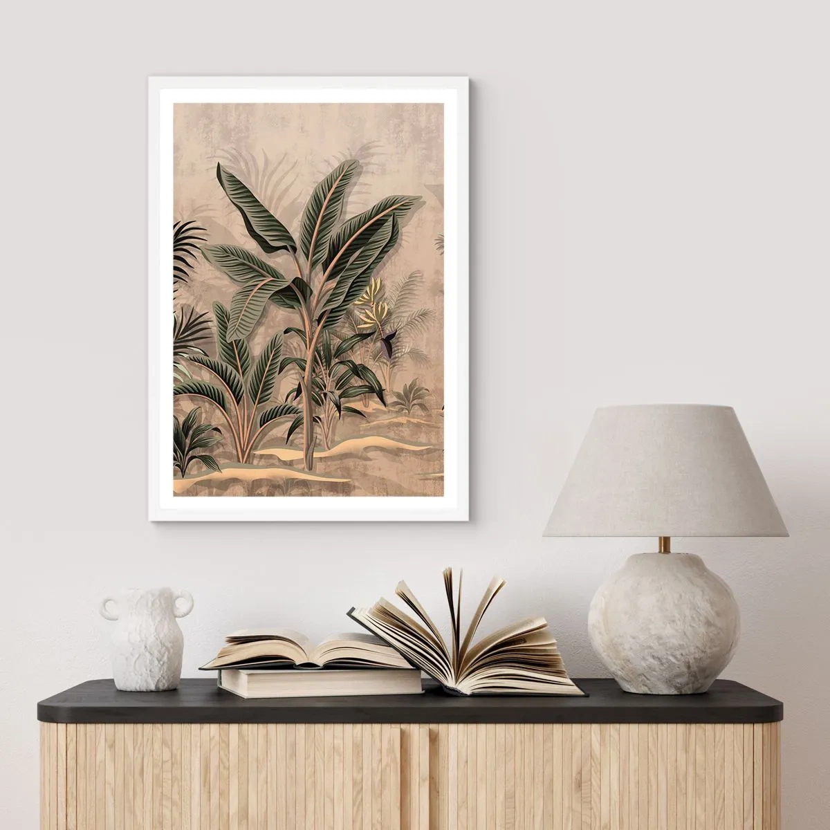 Poster in einem weißen Rahmen - Eine Gravur im Kolonialstil - 40x50 cm